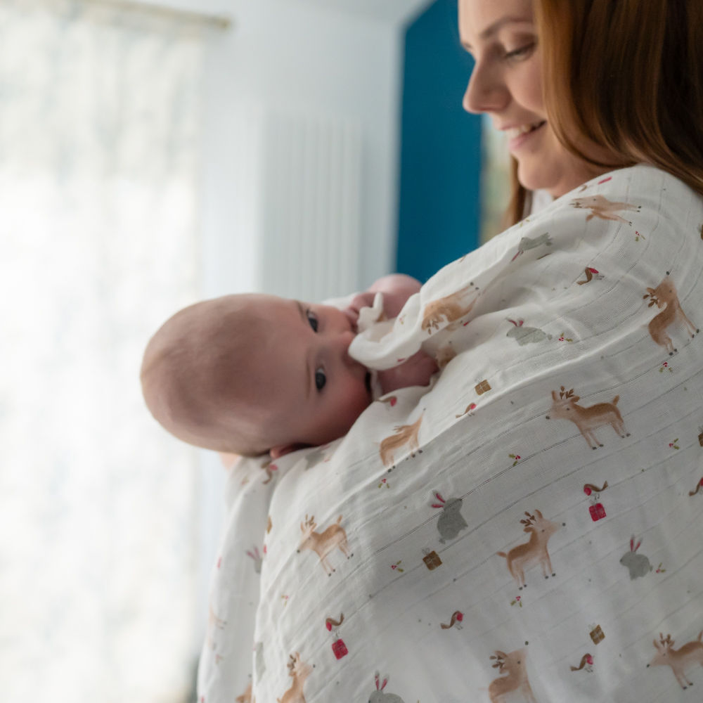 Christmas Reindeer & Rabbit Single Muslin - Image 2