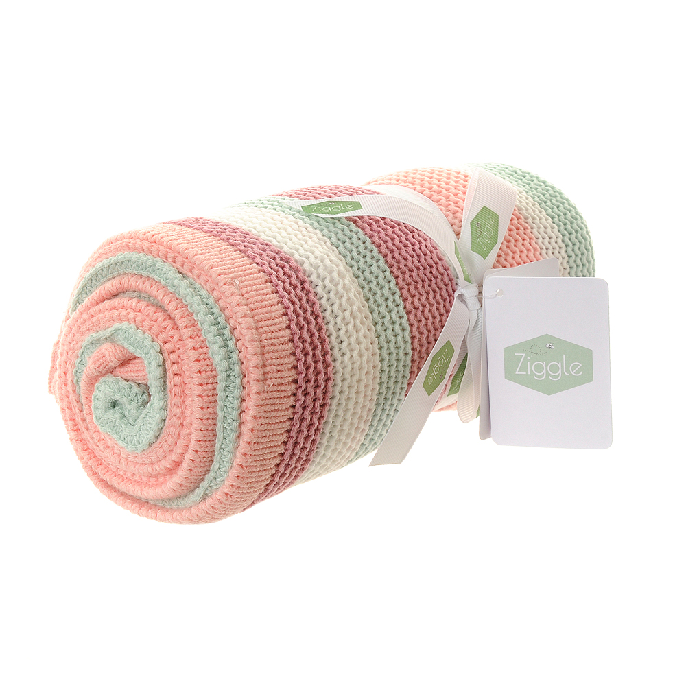 Pink, White, Green Stripes Blanket - Image 2