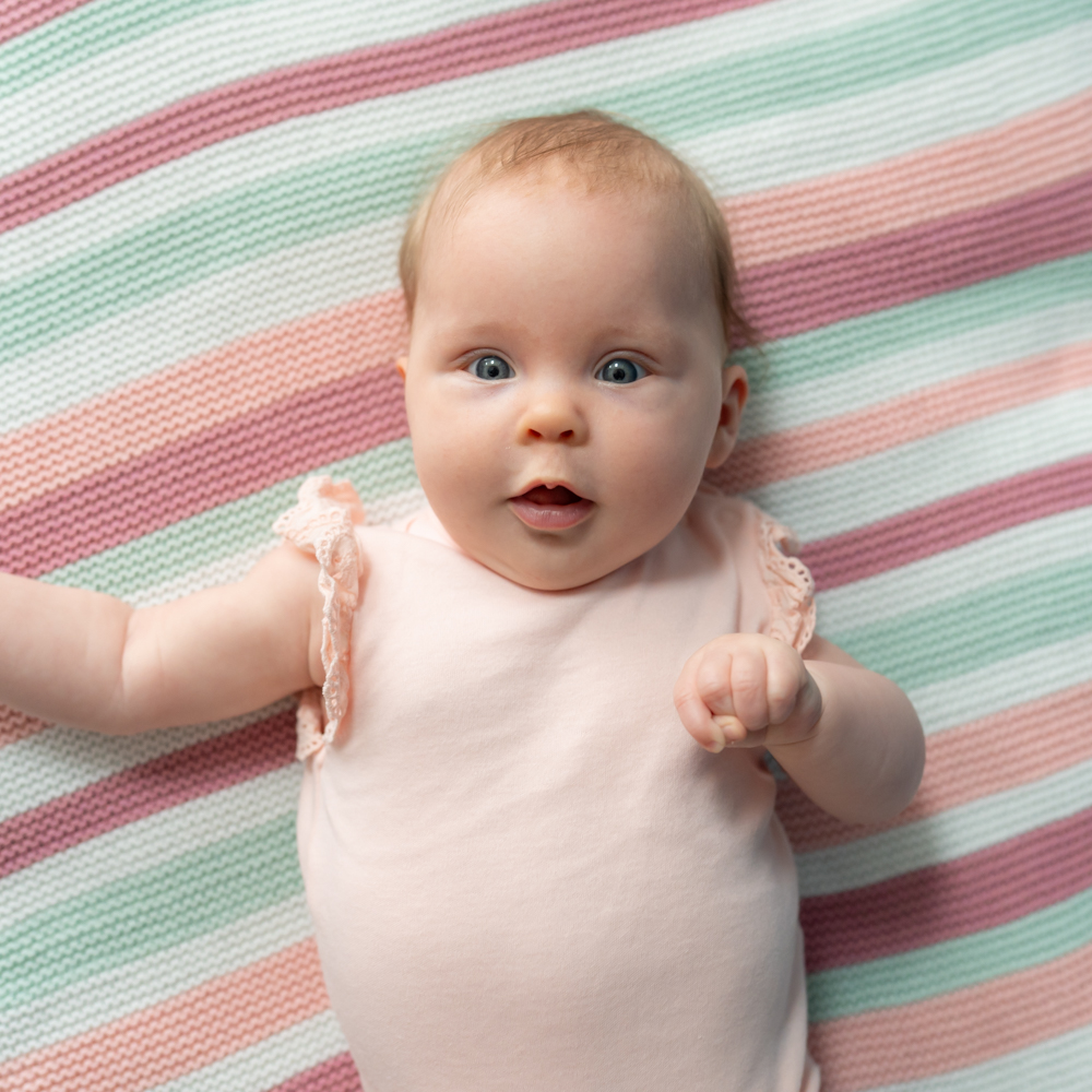 Pink, White, Green Stripes Blanket - Image 3