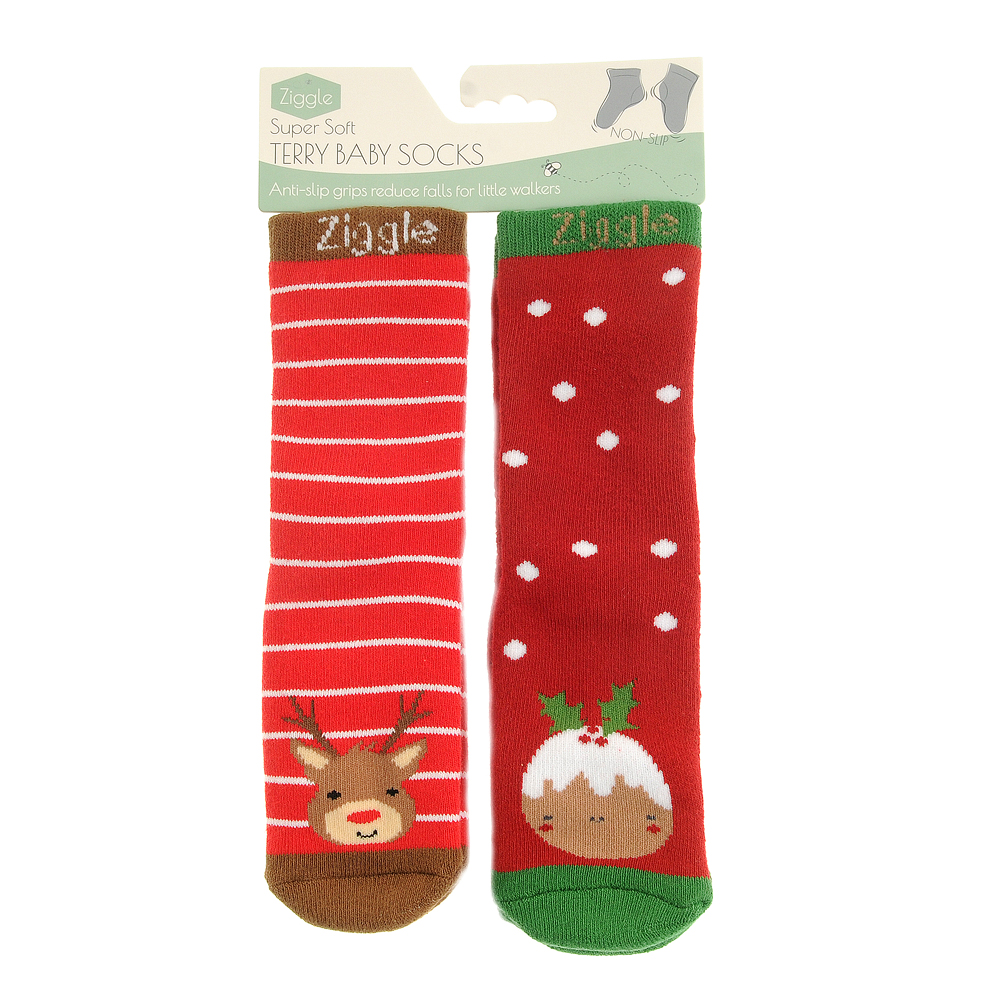 Reindeer and Pudding Sock Set - 12-18 months